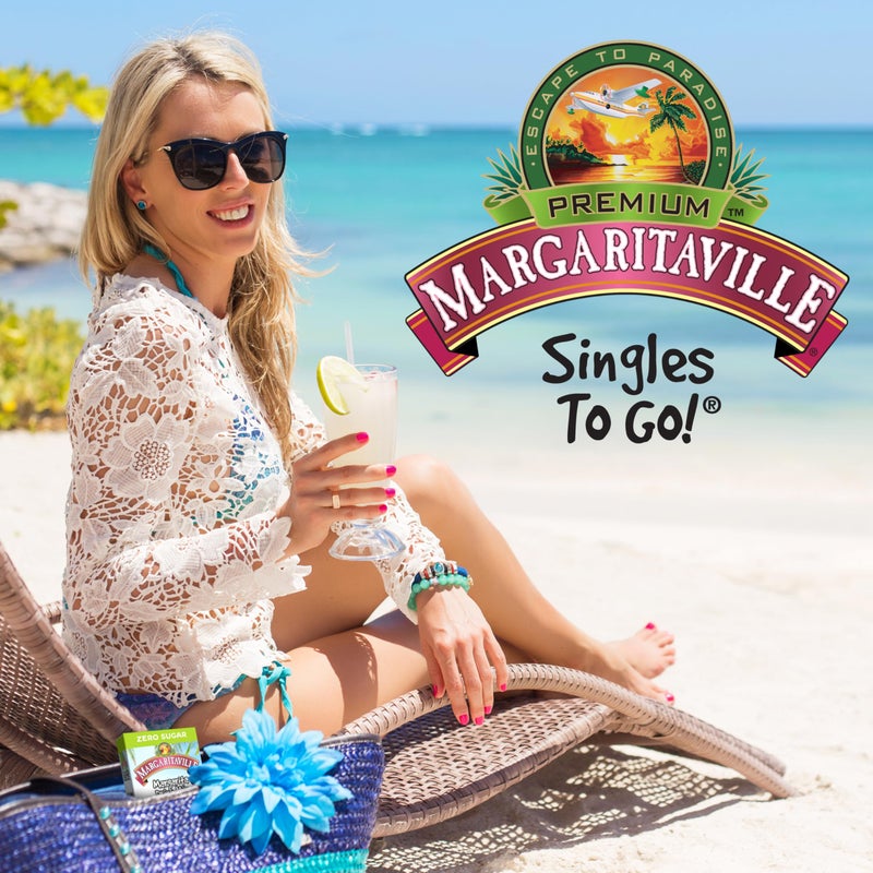 SINGLES TO GO! Margaritaville Singles to Go Water Drink Mix, Variety Pack, Includes 4 Flavors: Caribbean Fruit Punch, Pina Colada, Strawberry Daiquiri, And Margarita,1 Box (40 Single Servings) - Image 5